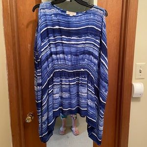 Michael Kors Blue Cold Shoulder Blouse